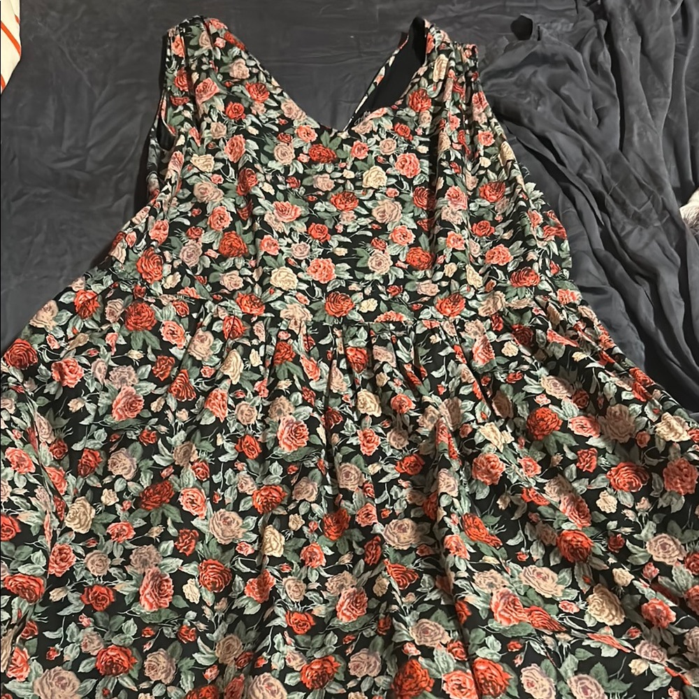 stunning pin up style rose dress | uk sizing | like new